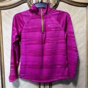 Nike Dri Fit Pink Green Quarter Zip Pullover Top Shirt Large